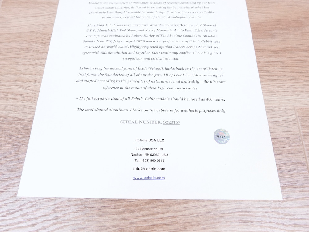 Echole Orius highend audio interconnects XLR 1,0 metre 4