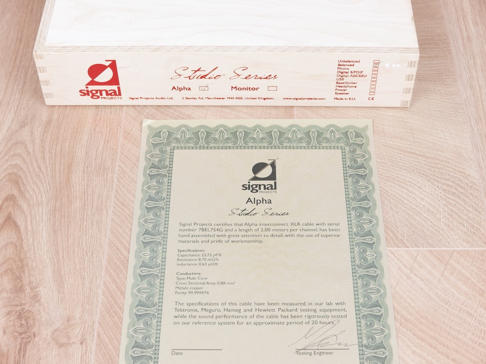 Signal Projects Alpha audio interconnects XLR 2,0 metre NEW 4