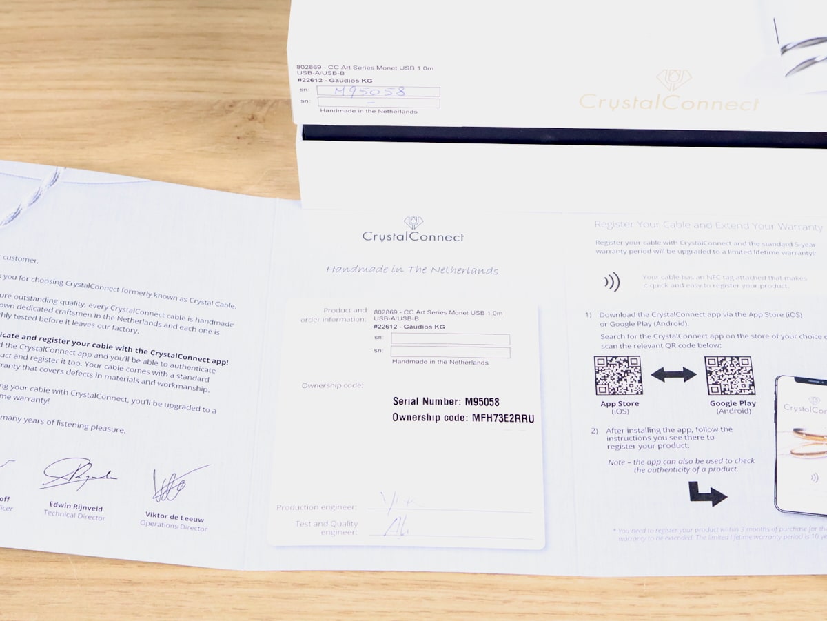 Crystal Cable Art Series Monet highend silver digital audio USB cable 1,0 metre 34