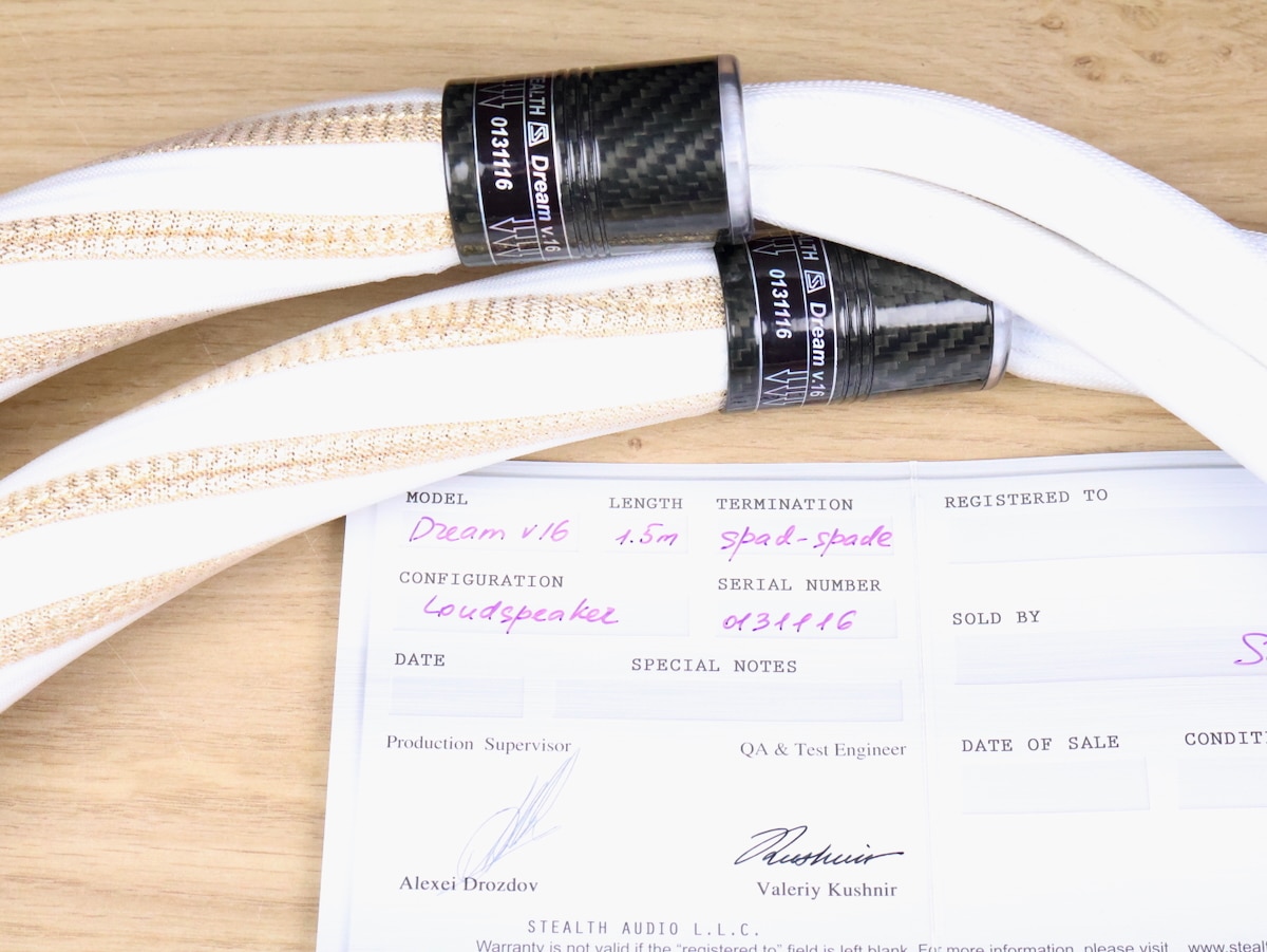 Stealth Audio Cables Dream V16-T highend audio speaker cables 1,5 metre 3